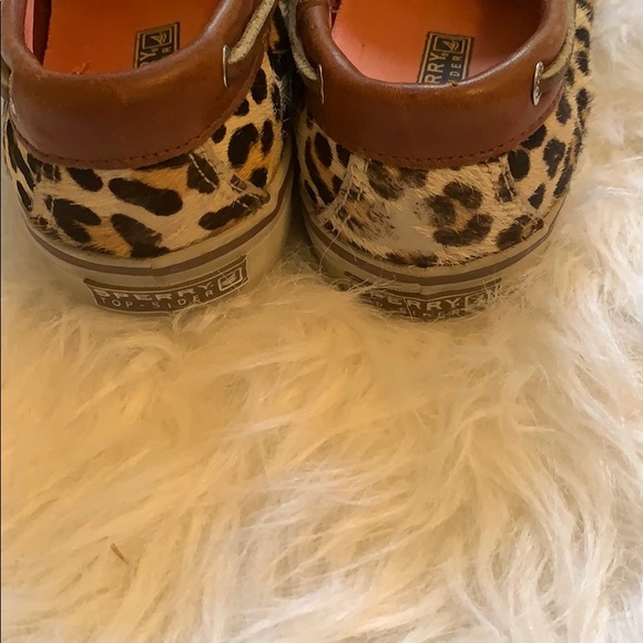 Sperry Top-Sliders 9445537 Leopard Cheetah Print Cowhide Hair Boat Shoes - Picture 4 of 5